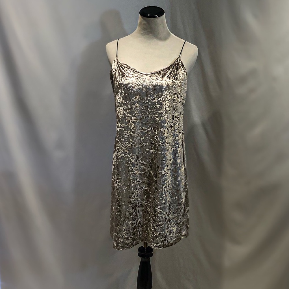 Crushed Velvet dress with black spaghetti straps